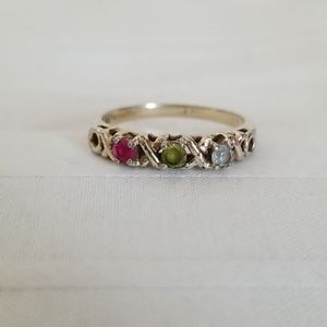 Vintage Sterling Silver Amethyst Topaz Gemstones Ring